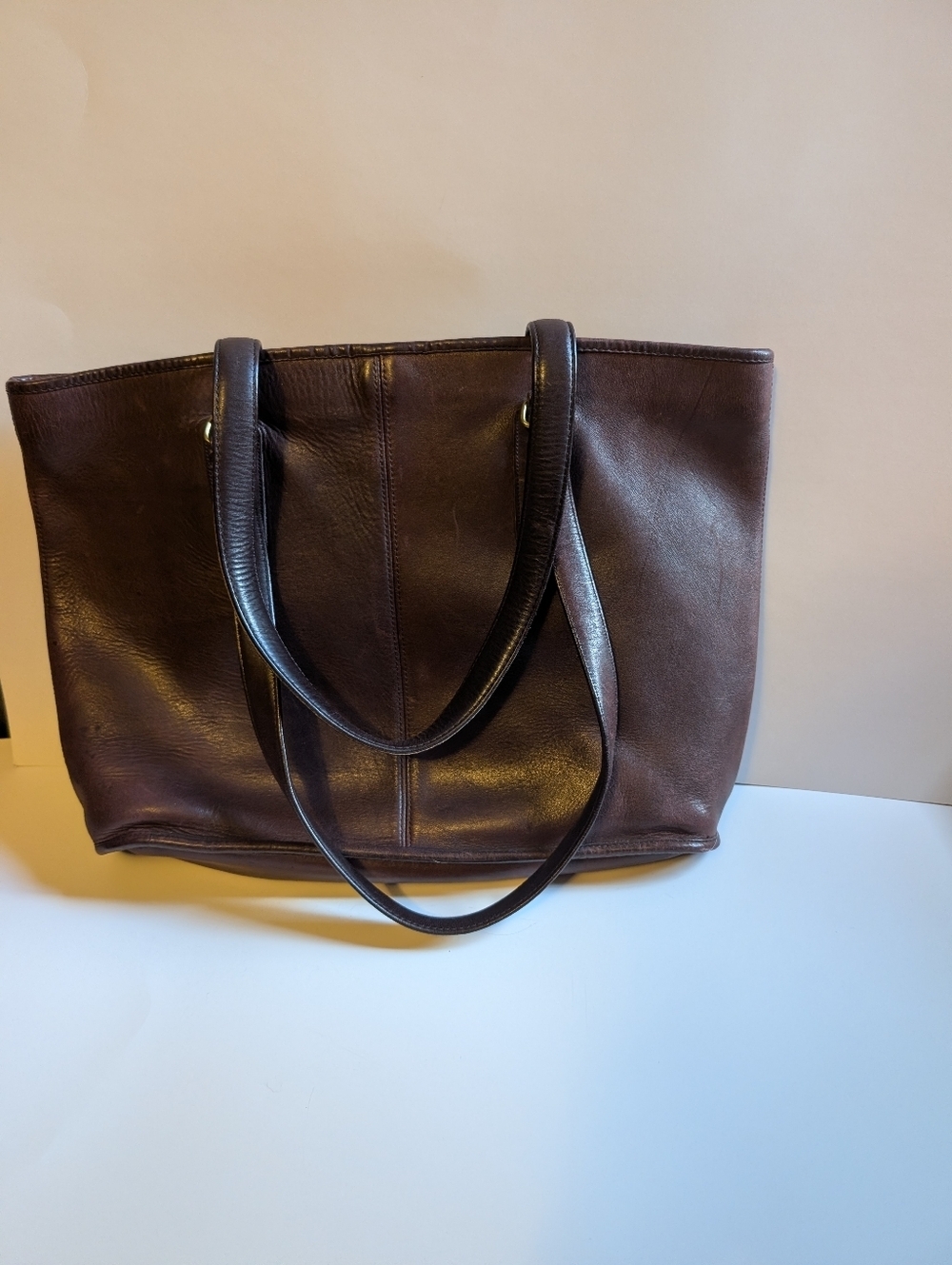 COACH Vintage Tote Bag in Red Wine Leather with Shoulder Straps, Made in New Yor